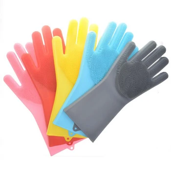 

1PCS Magic Dishwashing Gloves for Washing Dishes Silicone Cleaning Gloves With Brushes Kitchen Household Rubber Sponge Gloves