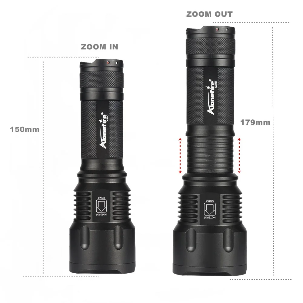 AloneFire X980 powerful Led flashlight 26650 battery zoom Cree xml-t6 lanterna led torch flash light hunting camping bicycle