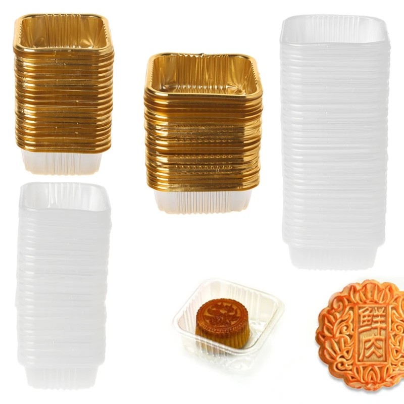 

50g 100g Square Moon Cake Trays Mooncake Package Box Container Holder 100Pcs
