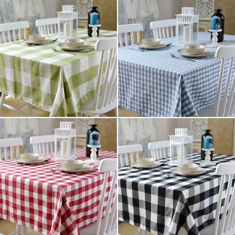 

Nordic White Black Plaid Tablecloth Idyllic blue grid tablecloth cotton Rectangular Dining Table Cover Table Cloths Obrus