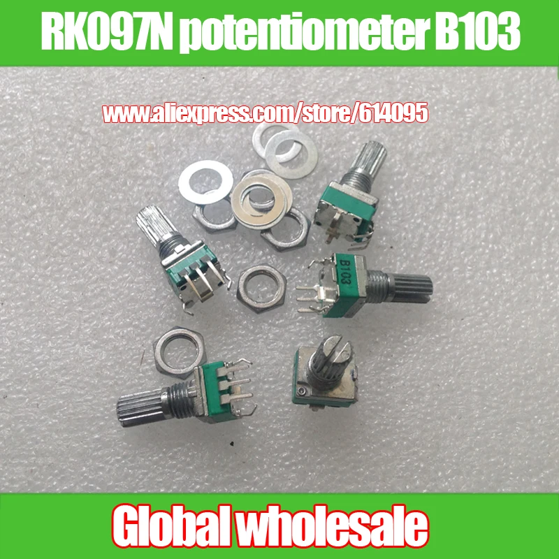 Вертикальный потенциометр RK097N 6 шт. одно соединение B103 B10K/длина ручки 15