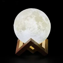 Прямая поставка; 3D принт Перезаряжаемые луна светильник светодиодный Ночной светильник творческий сенсорный выключатель луна светильник для Спальня украшения подарок на день рождения