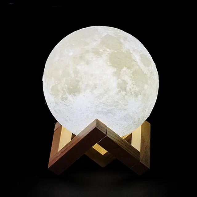 Dropship 3D Print Rechargeable Moon Lamp LED Night Light Creative Touch Switch Moon Light For Bedroom Decoration Birthday Gift 1