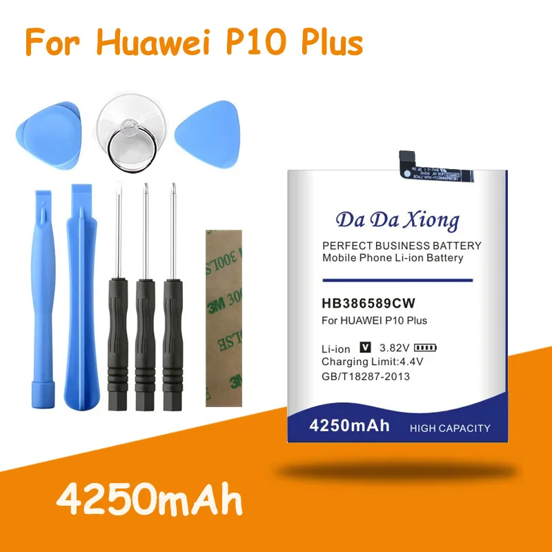 

Free shipping 4250mAh HB386589CW Battery for Huawei Ascend P10 Plus VKY-AL00 Replacement batteries +Free Tools