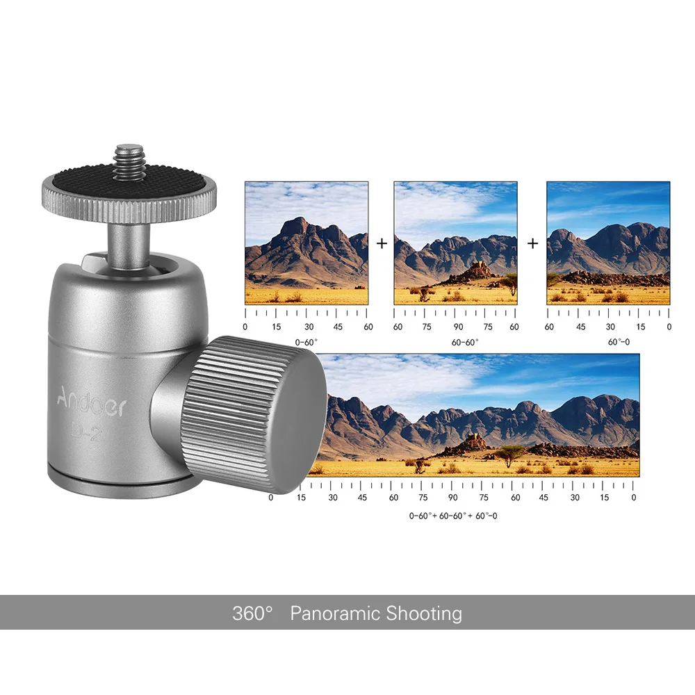 Andoer 4 варианта мини штатив шаровая Головка Алюминиевый сплав штатив с отверстием 1/4in вращающаяся на 360 градусов Панорама для камер