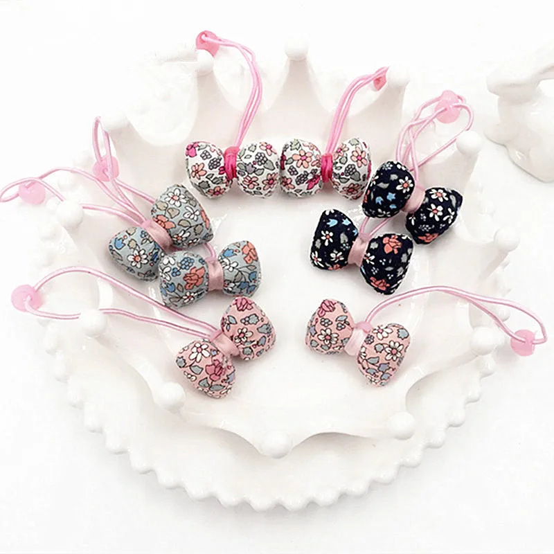 

Boutique 80pcs/lot Bowknot Hair Ties Crystal Shinning Hairbands New Cute Mini Size Bowknot Girls Hair Ties Elastic Hair Bands