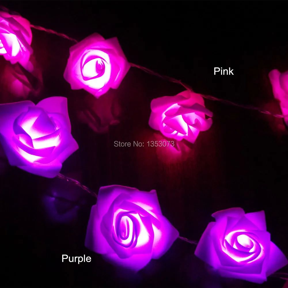 YIYANG 20 светодиодный Rosa Flor Luz de la Bateria Noche Cadena Partido фестиваль де Navidad Boda del jardin Dormitorio