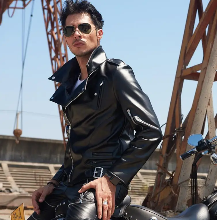 S 4XL Men's leather jackets 2018 spring new casual trend