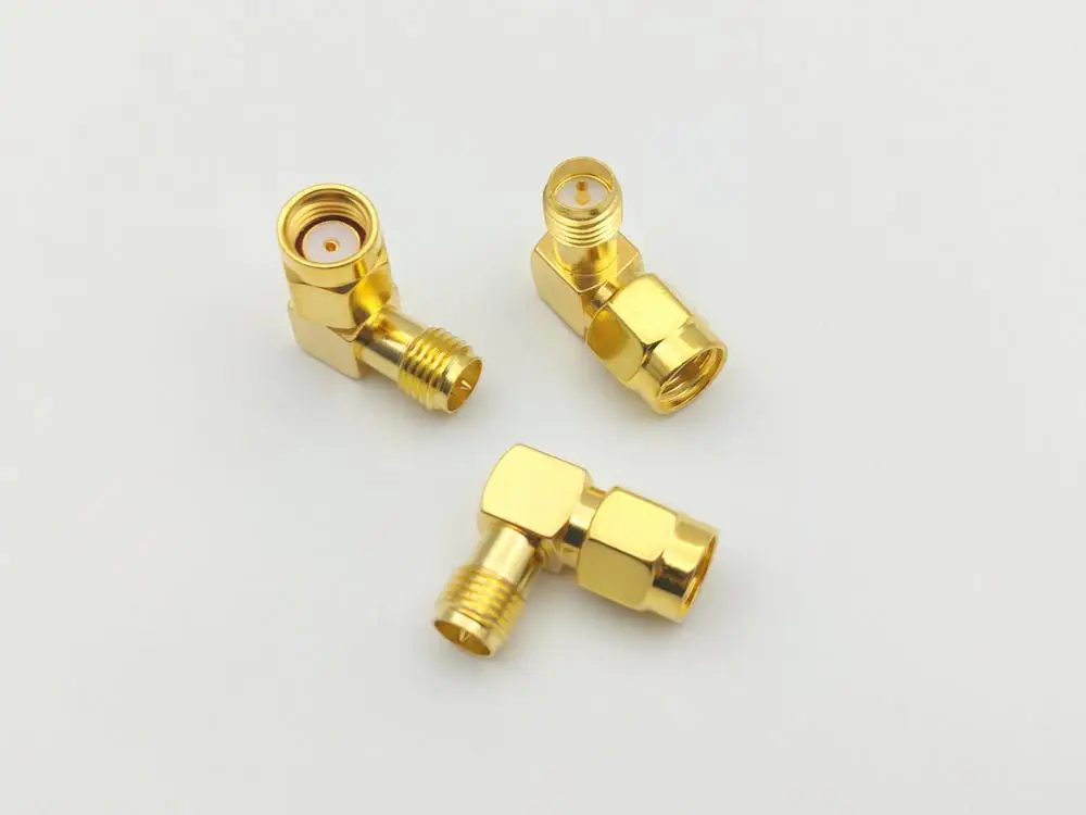 100pcs RP-SMA male jack center to RP-SMA female right angle connector