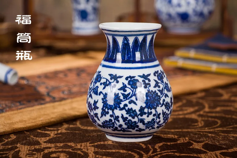 Китайская ваза для цветов для дома Винтаж Синяя и Белая Фарфоровая Ваза керамика для декора; ваза с цветами под старину традиционный D5 - Цвет: 12X9cm