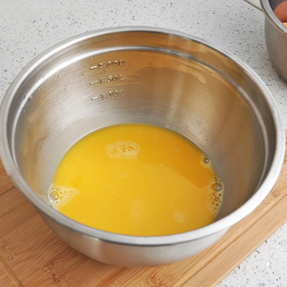 Высококачественная миска для смешивания из нержавеющей стали со шкалой, нескользящая миска для взбивания яиц, Миксер для выпечки