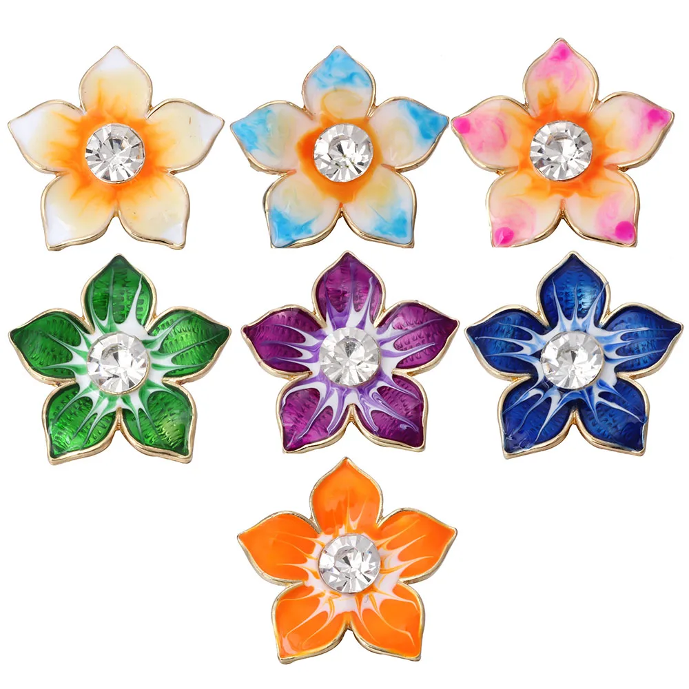 6pcs/lot Snap Jewelry 18mm Flower Snap Buttons Metal Charms 18mm 20mm