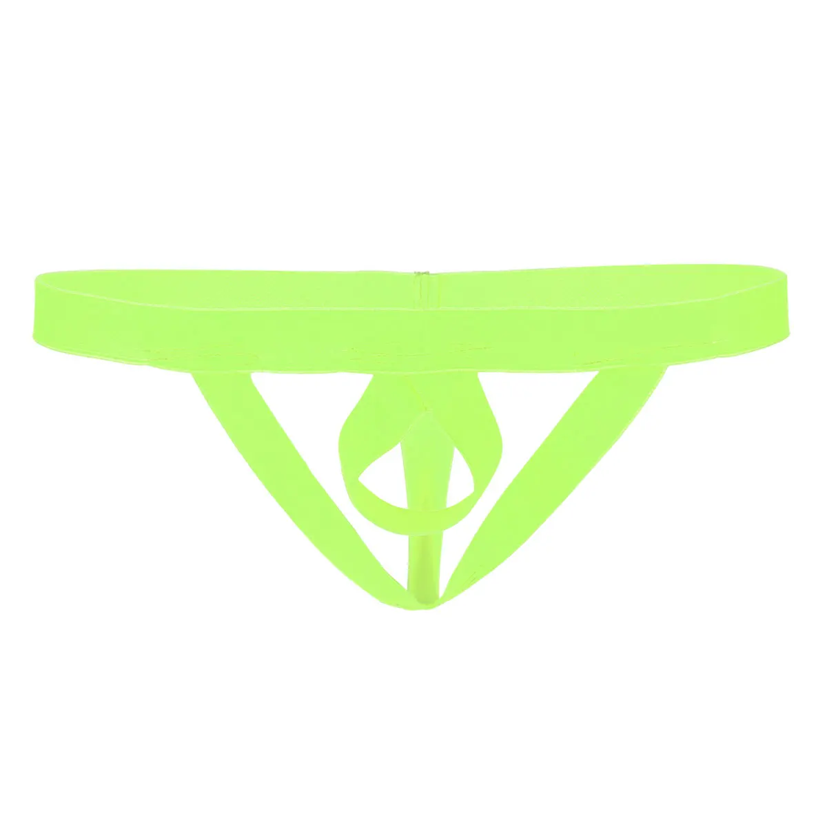 Сексуальное мужское нижнее белье с открытой пяткой, с Т-образной спинкой, на подтяжках, с низким подъемом, эластичные стринги, трусы "Тонг" - Цвет: Fluorescent Green