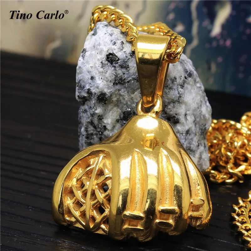 Image Stainless Steel Micro 3D Baseball Catcher Gloves Necklace Catcher Necklace Golden Baseball Gloves Girl s Necklace JF1237