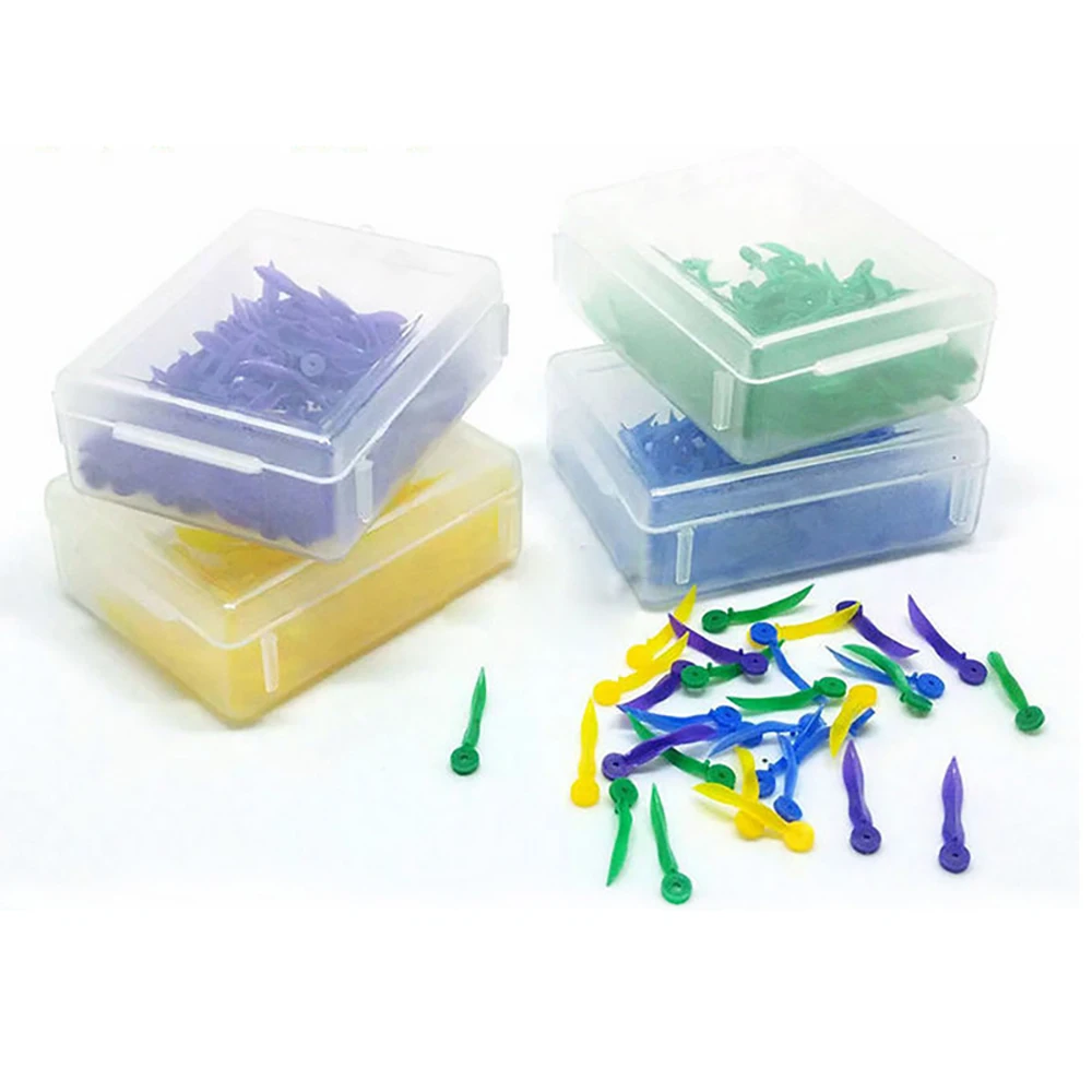 100-Pc Dental Disposable Plastic Wedges Kit - 4 Sizes (Purple, Green, Yellow, Blue)