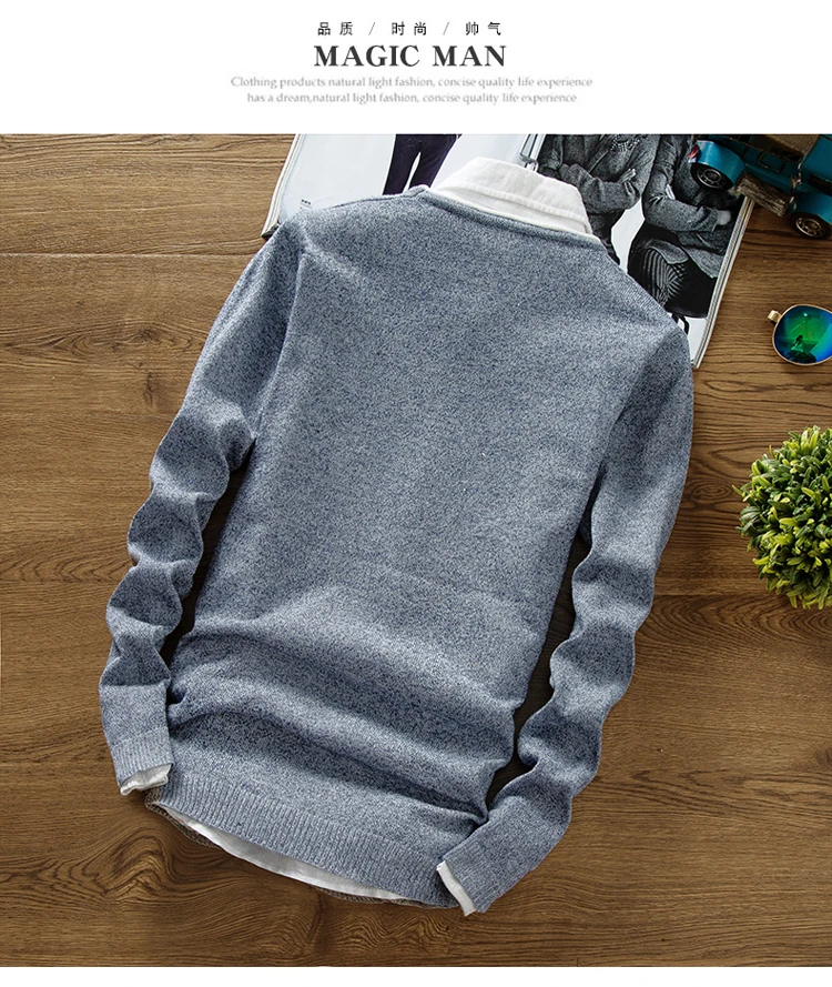 M-3XL свитер Для мужчин 2018 Новый Повседневный пуловер Для мужчин осень шею Лоскутная качество трикотажные Брендовые мужские свитера плюс