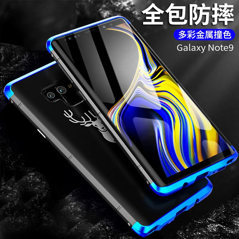 

Textured Anti-fall Metal Frame Plastic Back Plate For Samsung Galaxy Note 9 Aluminum Alloy Note9 Bumper Case Cover With Gift