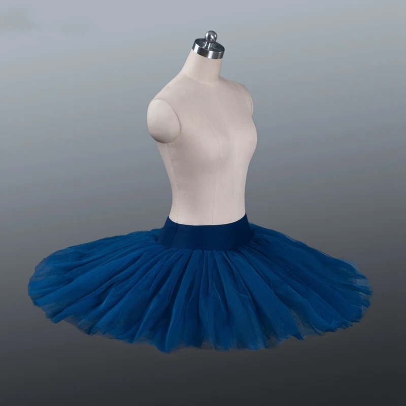 Темно-синяя полубалетная пачка для девочек, тренировочные юбки-пачки для взрослых, блинная юбка-пачка для профессиональной репетиции, танцевальная пачка