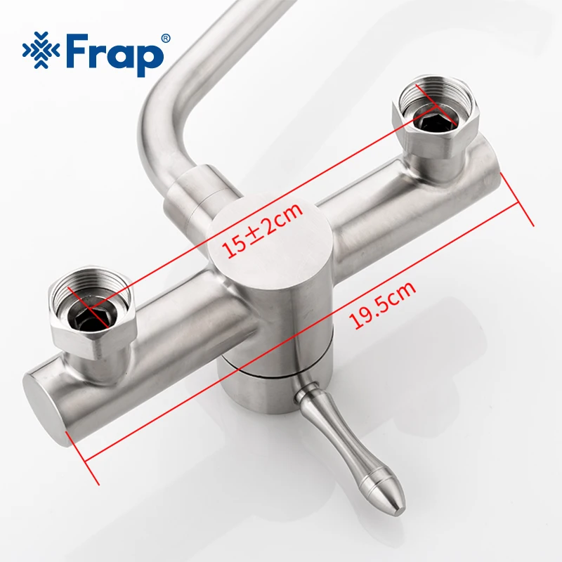  Frap Wall Mounted Double Holes Flexible Kitchen Faucet Mixer Sink Tap Wall Kitchen Faucet Hot and C - 32921016541