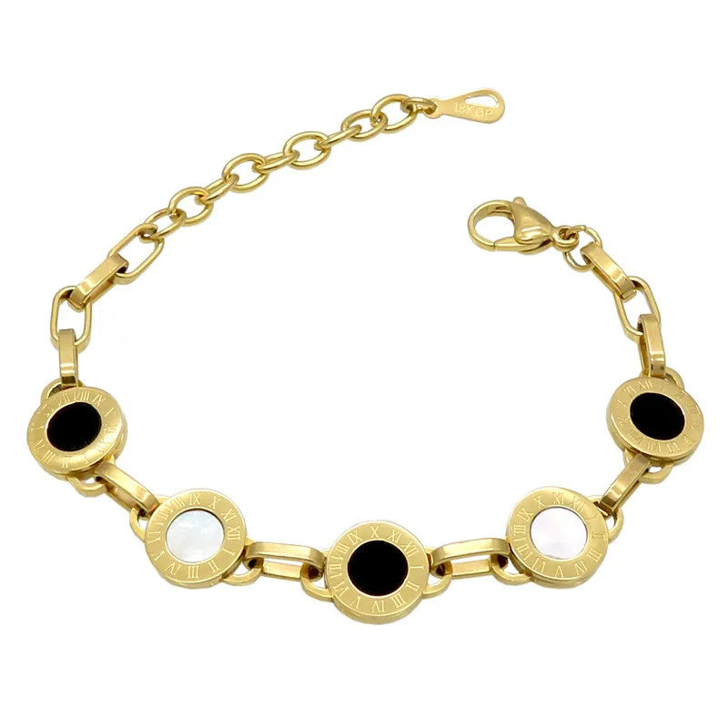 Gold Rose Silver Color White Shell Black Resin Charm Bracelet Wedding Party Beads Bracelets For Women Bridal Pulseras