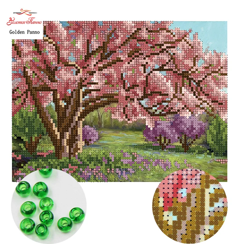 

Golden Panno,Needlework DIY Cross stitch Sets For Embroidery kits In full bloom pattern Counted bead Cross-Stitching 0413