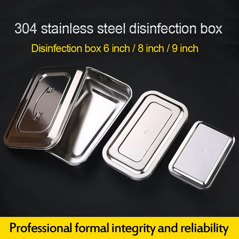 Disinfection box square plate stainless steel dressing bowl thick cotton cans alcohol cylinder tweezers tube bending plate