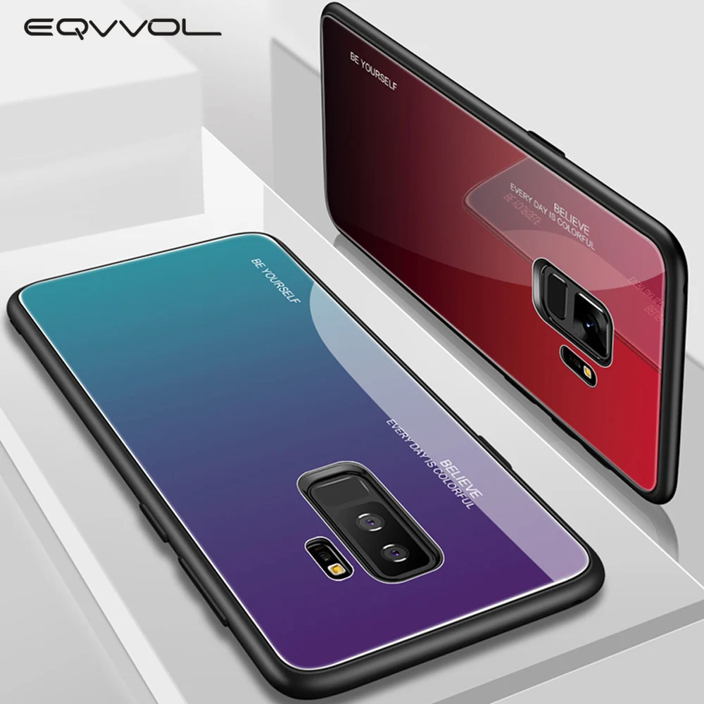 Роскошный чехол EQVVOL из закаленного стекла для телефона Samsung Galaxy S8 S9 J4 J6 J8 Plus Note 8 9 A6