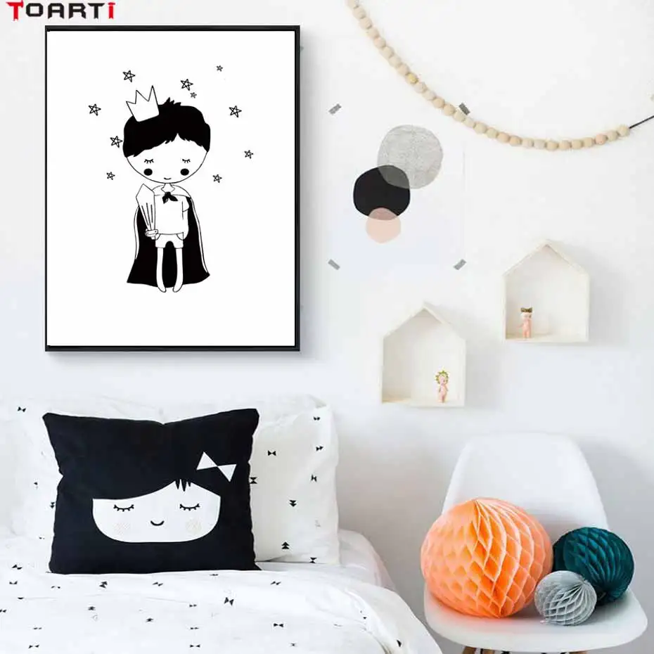 Cartoon Magic Boy Posters Prints Black & White Kids Canvas Painting On The Wall Modern Art Pictures For Boy Bedroom Home Decorat (5)