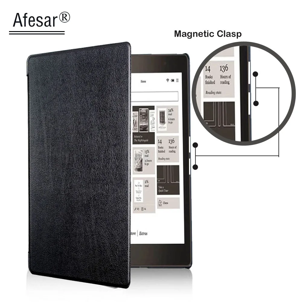 funda Pu leather Book Cover for capa Rakuten Kobo Aura Edition 2 New 6 inch eReader Case