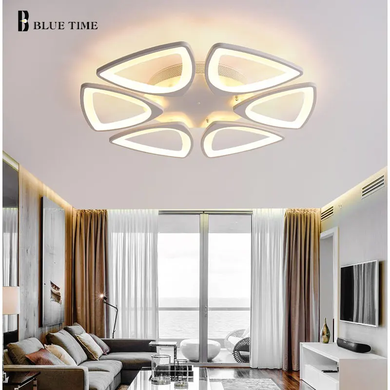 

BLUE TIME Modern LED Pendant Lights for Dining Room Foyer White Acrylic LED Pendant Lamp Contemporary home Design L100CM H150CM