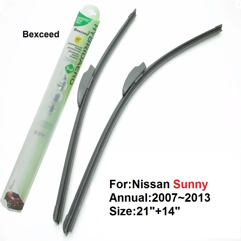 Bexceed of Car Windshield Flat wiper blade For Nissan Sunny . 1 Pair(21"+14") 20072013
