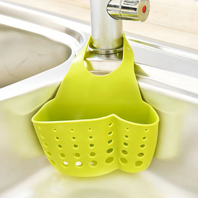 Кухонная раковина висячая дренажная корзина Регулируемая кнопка типа стока сливные стеллажи кран корзины для хранения Губка Мыло Ванная комната - Цвет: Зеленый
