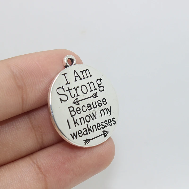 Античный Серебристый тон i am Strong Charms 10 шт.-25 мм | Украшения и аксессуары