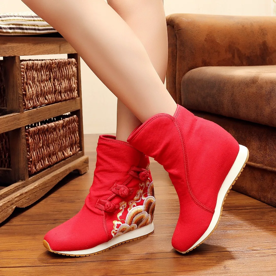 

New Hot Sale Winter Snow Warm Ankle Boots Women Plush Sport Boot Shoes Embroidered Boots Black SMYXHX-D0073