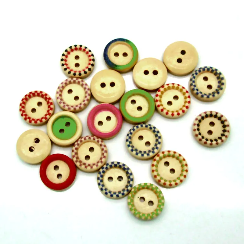 

50pc 13mm Mixed Round Sewing Wooden Buttons For Clothes Knitting Needles Crafts Scrapbooking DIY Fabric Needlework Accessories