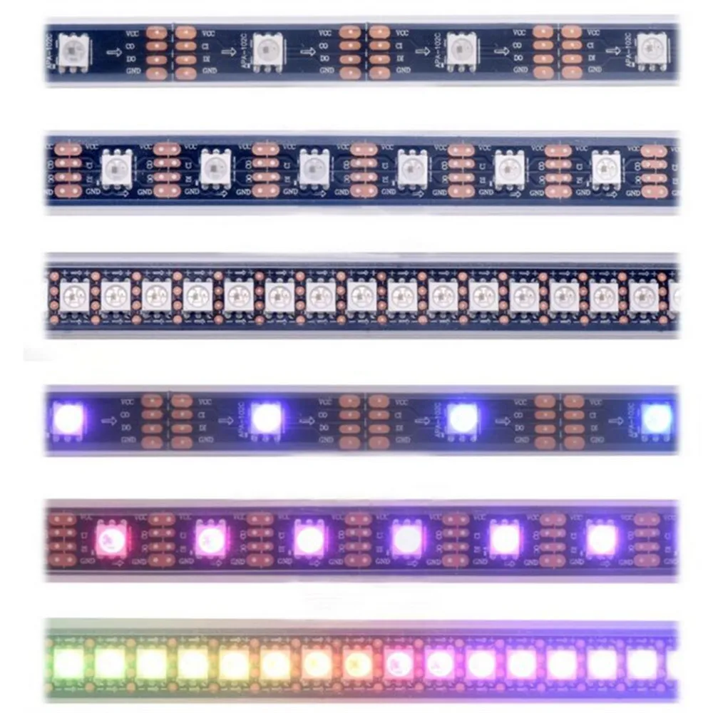 APA102 умный светодиодный пиксель полосы 30/60/144 светодиодный s/Пиксели/м IP30/IP65/IP67 DC5V APA102C 5050 smd RGB SK9822 Светодиодные ленты 1 m/5 m