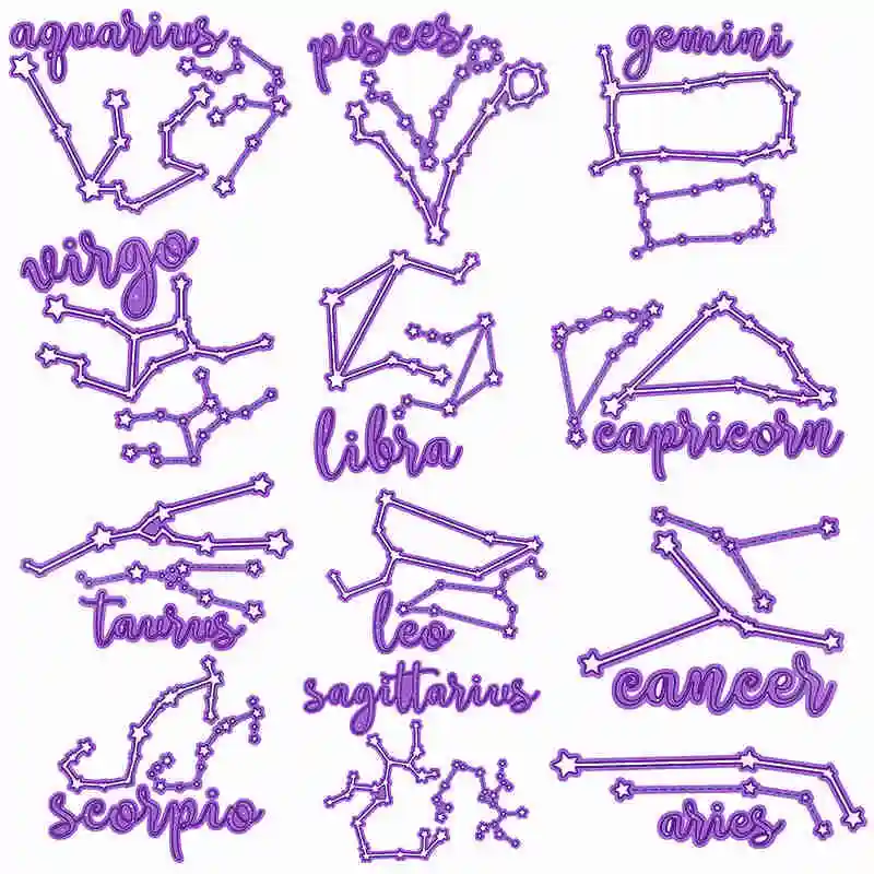 

12 Constellations Aries Taurus Aquarius Pisces Capricom Leo Virgo Metal Cutting Dies for DIY Scrapbooking Cards Crafts 2019 New