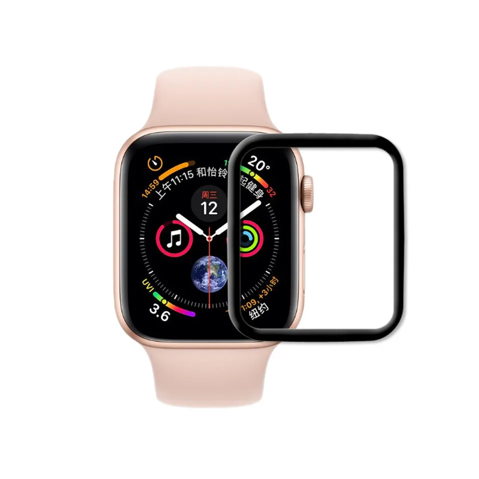 Закаленное Стекло пленка для Apple Watch, версии 5 4 полосным 44 мм 40 мм полное покрытие Экран протектор для iwatch, версия 3, 2, 1, ремешок 42 мм, 38 мм, версия часы аксессуар