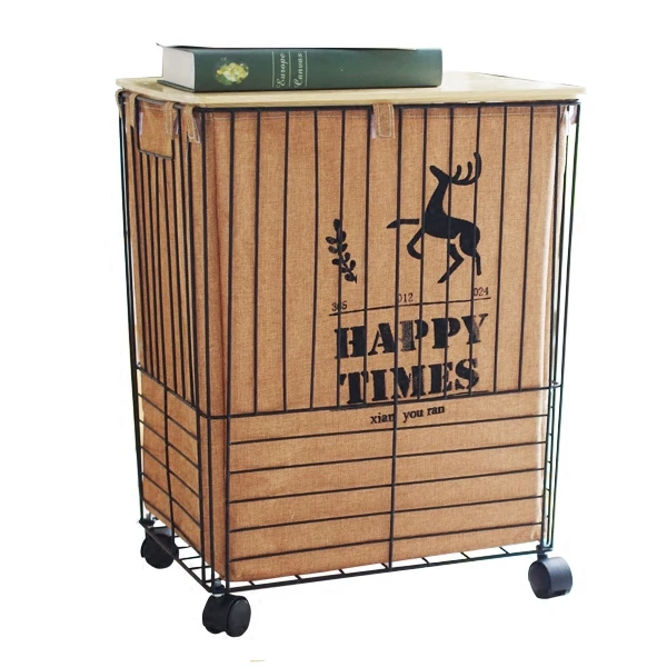 Large Cover Storage Basket Iron Cotton Clothes Toys (1)