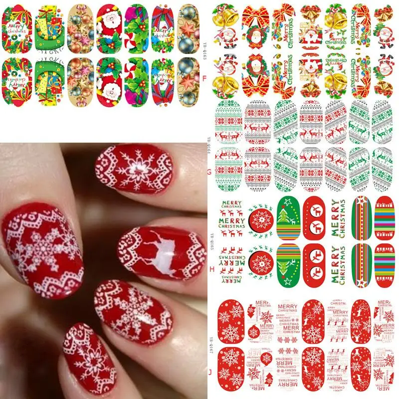 2 pcs Xmas Nail Wraps Luminous Glow Full Nail Sticker Christmas Santa Nail Art Decorations Foils