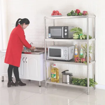 

(Ship from EU) Stainless Steel Shelf Unit Rack Multi Purpose Stacked Storage Rack for Kitchen Home Office Storage 4 Layer