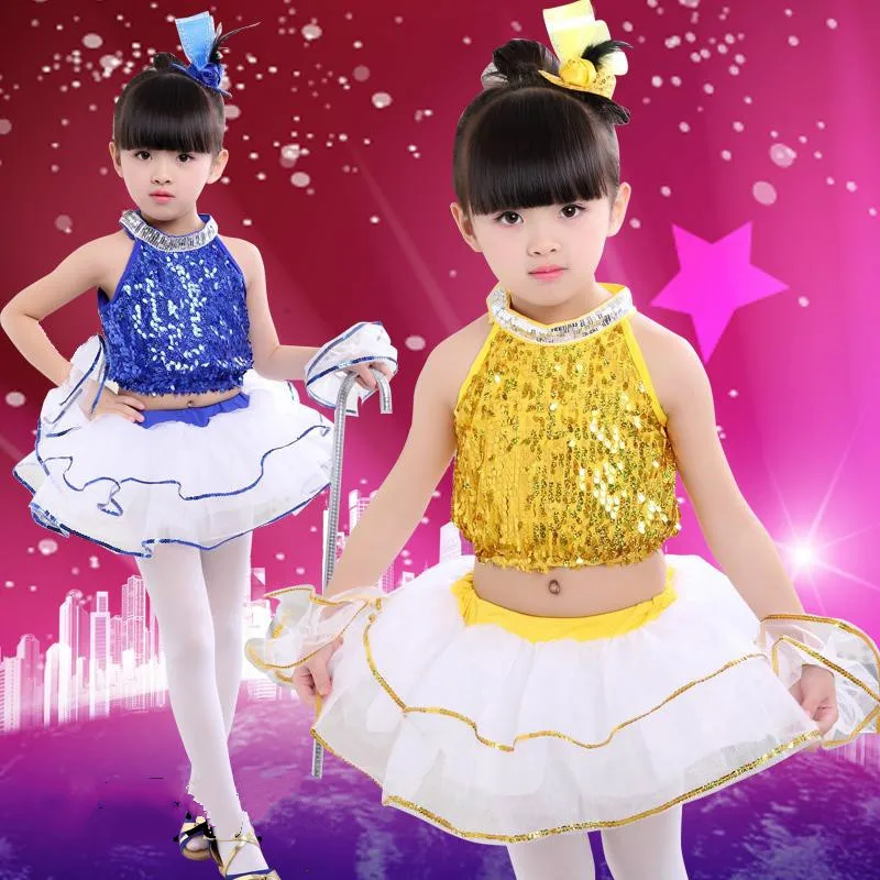 

New 2017 Kids Jazz Dance Outfit Clothing Child Sequin Hip Hop/Modern Dance Costume Sexy Jazz Dance Costumes Dress for Girls