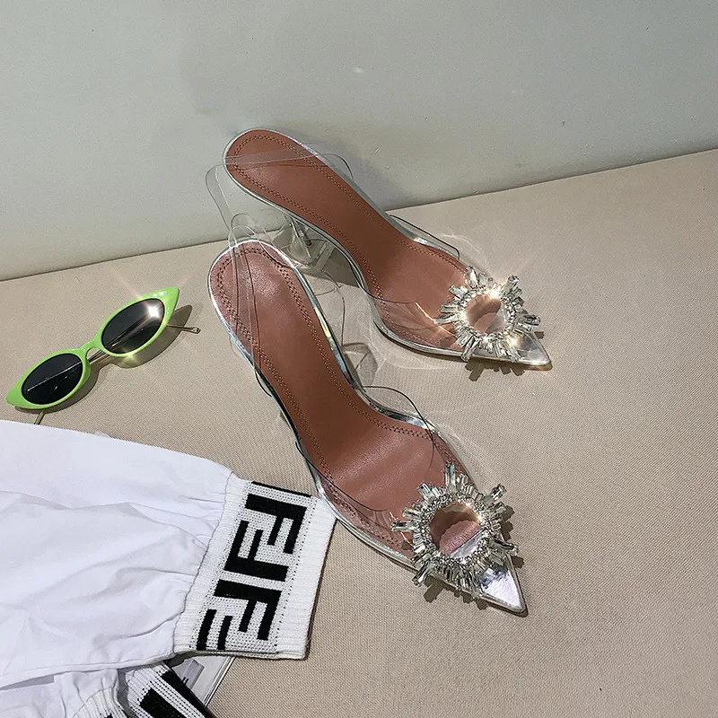 Прозрачная обувь из ПВХ с кристаллами; большие размеры; необычные высокие Босоножки на каблуке; вечерние женские шикарные свадебные туфли невесты