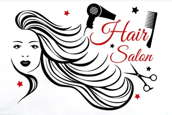 

Salon Girl Vinyl Wall Sticker Woman Face Comb Sccisors Mural Wall Decal Beauty Salon Hair Salon Sticker Hair Shop Decoration