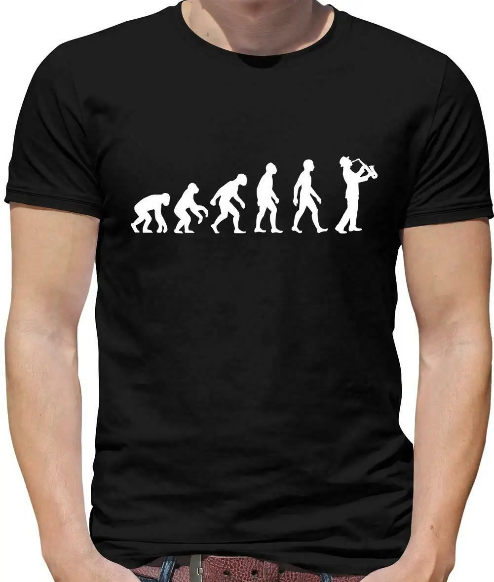 Мужская футболка для саксофона Evolution of Man уличная одежда музыки и