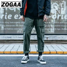ZOGGA Spring Solid Casual Male Full Length Cargo Pants High-quality 100%cotton Mid-Waist Men Pants Without Fade/Shrink/Pilling