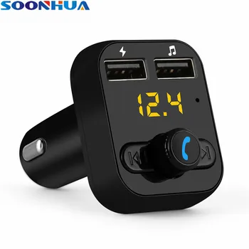 

SOONHUA Bluetooth Transmitter Smart Charger 3.1A 2 USB Car Charger Support Handsfree MP3 Music Player TF Card With LED Display