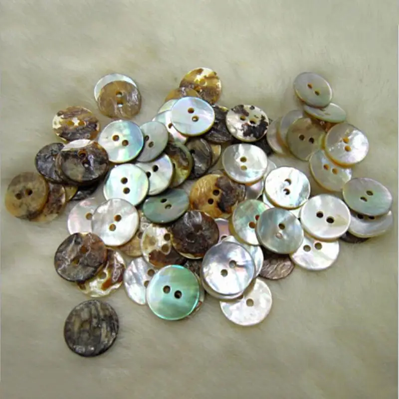 Nuevo 10mm Madre de Perla botones de concha natural 2 agujeros para camisas bolsas Crafts