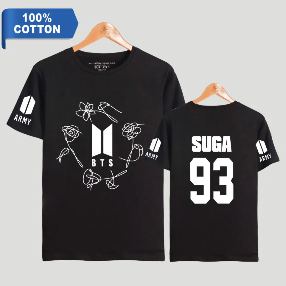 

KPOP 100% Cotton K-Pop Bangtan Boys Love Yourself ARMY Print Short Sleeve T-shirt Women Fashion T-shirts Tee Shirts Clothes