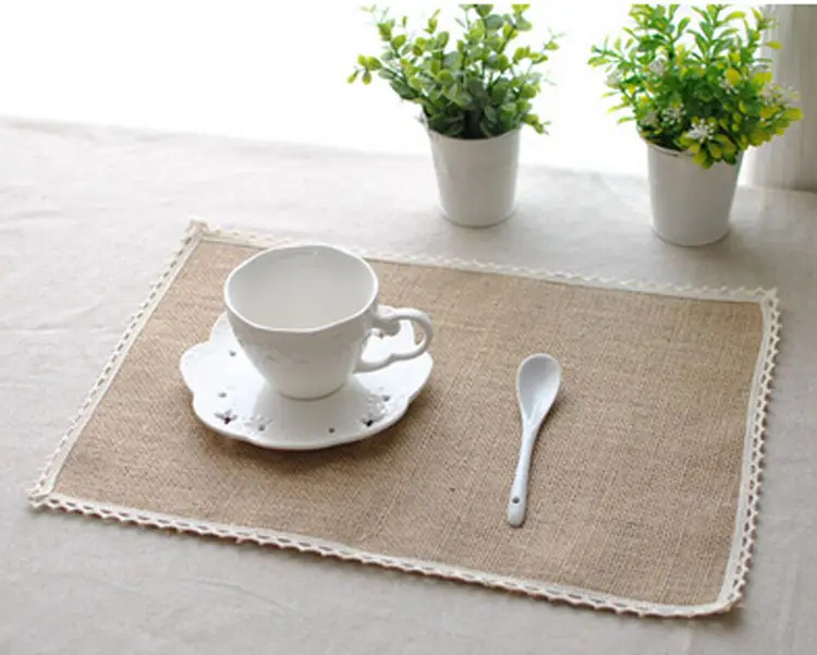 

Natural Hessian Jute Burlap Table Placemats Rustic Home Wedding Decor Crafts Table Napkin